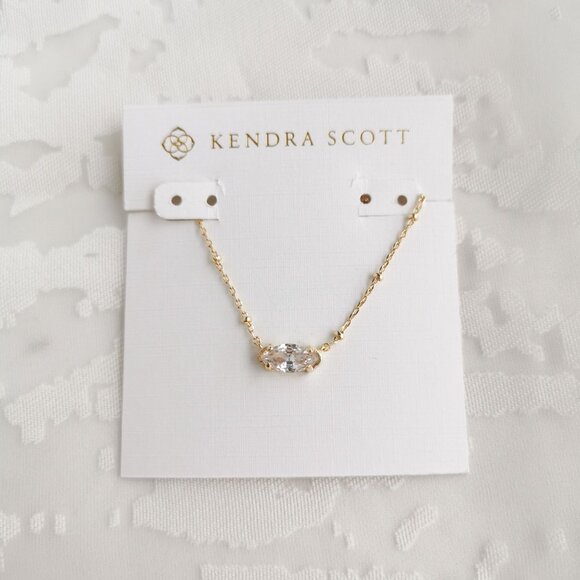 Kendra Scott Genevieve Gold Satellite Short Necklace White Crystal - Picture 1 of 4